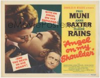 4t0540 ANGEL ON MY SHOULDER TC 1946 Paul Muni & pretty Anne Baxter kissing, Claude Rains, very rare!