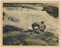 4t0593 BACK TO THE WOODS LC 1918 Herbert Rawlinson helps Mabel Normand in peril by waterfall, rare!