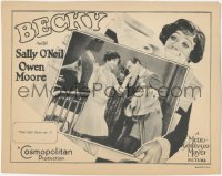 4t0595 BECKY LC 1927 Sally O'Neil threatens to whack Owen Moore kissing her hand, very rare!