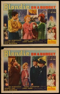 4t0919 BLONDIE ON A BUDGET 2 LCs 1940 great images of Penny Singleton, Arthur Lake & sexy Rita Hayworth!