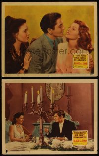 4t0920 BLOOD & SAND 2 LCs R1948 Tyrone Power with Linda Darnell & sexy Rita Hayworth in both!