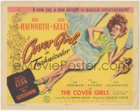 4t0547 COVER GIRL TC 1944 sexy full-length Rita Hayworth laying down with flowing red hair!