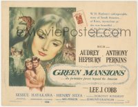 4t0554 GREEN MANSIONS TC 1959 cool art of Audrey Hepburn & Anthony Perkins by Joseph Smith!