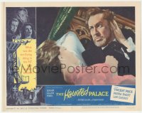 4t0662 HAUNTED PALACE LC #5 1963 great close up of crazed Vincent Price over Debra Paget!