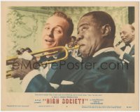 4t0665 HIGH SOCIETY LC #4 1956 extreme close up of Bing Crosby & Louis Armstrong playing trumpet!