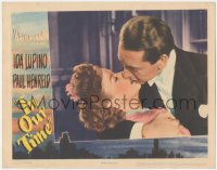 4t0675 IN OUR TIME LC 1944 best close up of English Ida Lupino passionately kissing Paul Henreid!