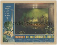 4t0676 INVASION OF THE SAUCER MEN LC #7 1957 soldiers with rifles in tunnel, wonderful border art!