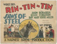 4t0557 JAWS OF STEEL TC 1927 close up & action image of Rin Tin Tin coming to the rescue!