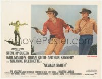 4t0717 NEVADA SMITH LC #1 1966 great c/u of cowboys Steve McQueen & Brian Keith with guns drawn!