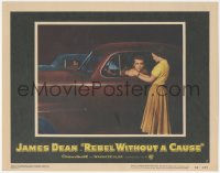 4t0739 REBEL WITHOUT A CAUSE LC #8 1955 Natalie Wood wishes luck to James Dean in car at drag race!