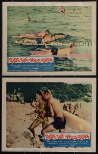 4t0936 RIDE THE WILD SURF 2 LCs 1964 great images of Fabian, sexy Barbara Eden, surfing!