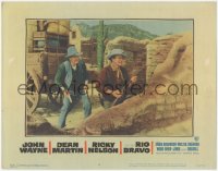 4t0742 RIO BRAVO LC #3 1959 John Wayne & Walter Brennan as Stumpy in dynamite scene, Howard Hawks