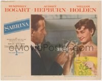 4t0749 SABRINA LC #4 1954 Billy Wilder, Audrey Hepburn & Humphrey Bogart toast w/champagne glasses!