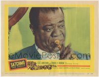 4t0751 SATCHMO THE GREAT LC #5 1957 best close up of Louis Armstrong playing his trumpet!