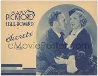 4t0570 SECRETS TC R1930s Frank Borzage, portrait of Mary Pickford & Leslie Howard, ultra rare!