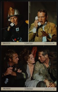 4t0387 TOWERING INFERNO 2 color 11x14 stills 1974 Steve McQueen, Paul Newman, Faye Dunaway!