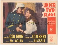 4t0794 UNDER TWO FLAGS LC 1936 romantic close up of Legionnaire Ronald Colman & Claudette Colbert!