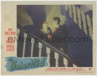 4t0795 UNINVITED LC #3 1944 Ray Milland & Barbara Everest w/ flashlight on stairs of haunted house!