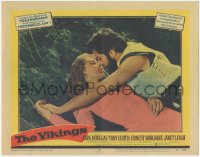 4t0798 VIKINGS LC #8 1958 best romantic close up of Tony Curtis & Janet Leigh on the ground!