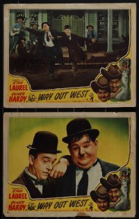 4t0947 WAY OUT WEST 2 LCs R1947 Stan Laurel & Oliver Hardy are out of place out West, comedy classic!