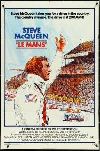 4t1146 LE MANS 1sh 1971 Tom Jung artwork of race car driver Steve McQueen waving at fans!