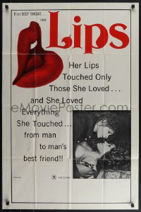 4t1151 LIPS 25x38 1sh 1973 Deep Throat, she loved everything from man to man's best friend, rare!