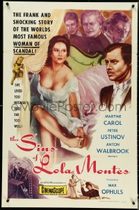 4t1155 LOLA MONTES 1sh 1959 Max Ophuls, art of sexy Martine Carol, a woman of scandal, Sins of!