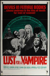 4t1165 LUST FOR A VAMPIRE 1sh 1971 wacky sexy devils in female bodies with the kiss of death!