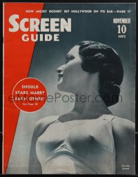 4t0330 SCREEN GUIDE magazine November 1938 super close-up of sexy Dorothy Lamour in swimsuit!