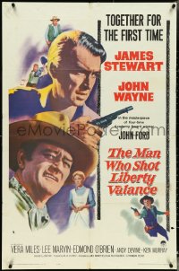 4t1170 MAN WHO SHOT LIBERTY VALANCE 1sh 1962 John Wayne & James Stewart, John Ford