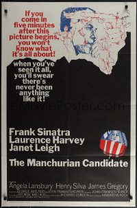 4t1172 MANCHURIAN CANDIDATE 1sh 1962 cool art of Frank Sinatra, directed by John Frankenheimer!