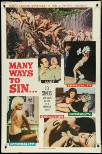 4t1173 MANY WAYS TO SIN 1sh 1960 William Mishkin, 13 sinners, sensuality, seduction & depravity!