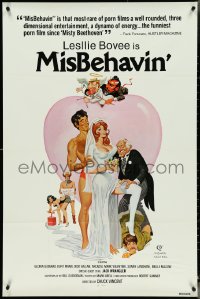 4t1186 MISBEHAVIN' 1sh 1978 Leslie Bovee, wacky sexy marriage artwork by Weston!