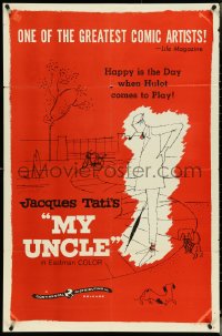 4t1188 MON ONCLE 1sh 1958 cool art of Jacques Tati as My Uncle, Mr. Hulot!