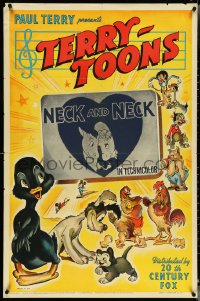 4t1200 NECK & NECK 1sh 1942 Terry-Toons, Paul Terry, horses, Dinky Duck & other toons, ultra rare!