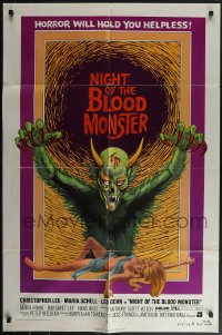 4t1202 NIGHT OF THE BLOOD MONSTER 1sh 1972 Jess Franco, art of wacky beast & half-dressed sexy girl!