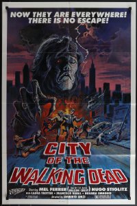 4t1206 NIGHTMARE CITY 1sh R1984 wild artwork from Umberto Lenzi's City of the Walking Dead!