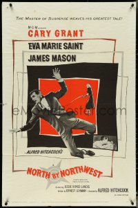 4t1209 NORTH BY NORTHWEST 1sh 1959 Alfred Hitchcock classic with Cary Grant & Eva Marie Saint!