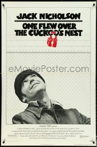 4t1216 ONE FLEW OVER THE CUCKOO'S NEST 1sh 1975 c/u of Nicholson, Forman classic!