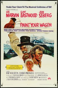 4t1223 PAINT YOUR WAGON 1sh 1969 Ron Lesser art of Clint Eastwood, Lee Marvin & Jean Seberg!