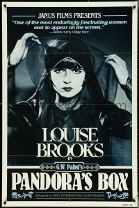 4t1224 PANDORA'S BOX 1sh R1982 great close portrait of sexy Louise Brooks, G.W. Pabst!