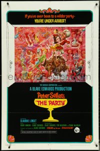 4t1228 PARTY style B 1sh 1968 Peter Sellers, Blake Edwards, great art by Jack Davis!