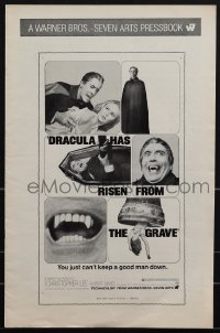 4t0095 DRACULA HAS RISEN FROM THE GRAVE pressbook 1969 Hammer, Christopher Lee as the vampire!