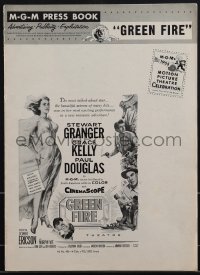 4t0100 GREEN FIRE pressbook 1955 beautiful full-length Grace Kelly & Stewart Granger!