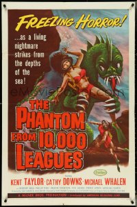 4t1231 PHANTOM FROM 10,000 LEAGUES 1sh 1956 classic art of monster & sexy scuba diver by Kallis!