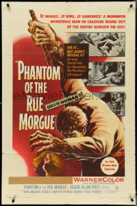 4t1232 PHANTOM OF THE RUE MORGUE 3D 1sh 1954 art of the mammoth monstrous man & sexy girl in peril!