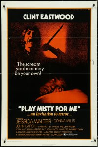 4t1236 PLAY MISTY FOR ME 1sh 1971 classic Clint Eastwood, Jessica Walter, an invitation to terror!