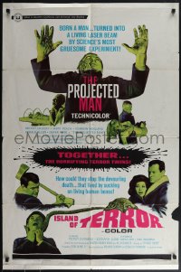 4t1243 PROJECTED MAN/ISLAND OF TERROR 1sh 1967 English sci-fi horror double-feature!