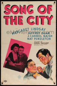 4t1295 SONG OF THE CITY 1sh 1937 photo & art of Margaret Lindsay, Dean Jagger & Pendleton!