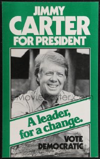 4t0031 JIMMY CARTER 13x21 political campaign 1976 a leader for a change, vote democratic!